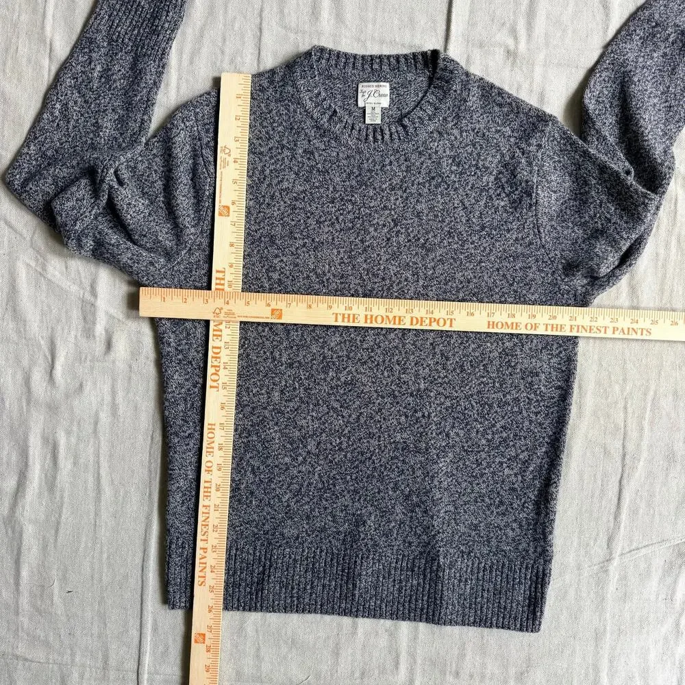 J. Crew Sweater Men's M Rugged Merino Wool Blend Crewneck Knit Gray Heathered